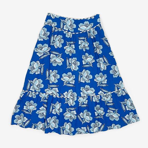 Maeve by Anthropologie Alyssa Midi Skirt Size 6 Blue Floral Boho Resort Summer - Picture 1 of 9